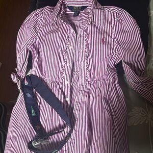 Polo by Ralph Lauren Pink Striped Kids Dress